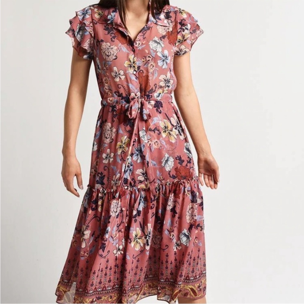 MISA Los Angeles Violette Dress Pink Floral XS